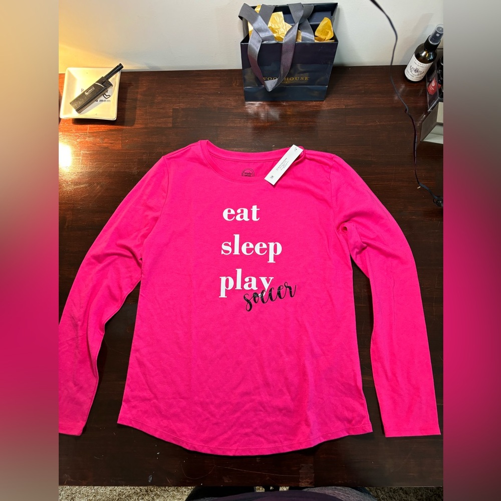 Girls 10/12 custom eat sleep play soccer tshirt